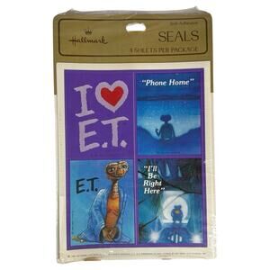 VTG 1982 E.T. Movie Universal 80s Memorabilia Hallmark Stickers Seals - 4 Sheets